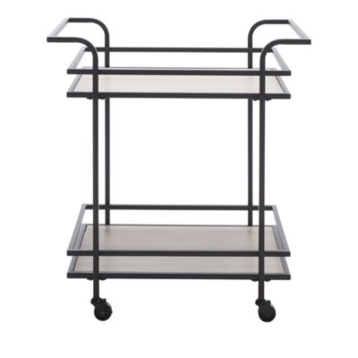 Lameris 2 Tier Matte Black Bar Cart with Handles