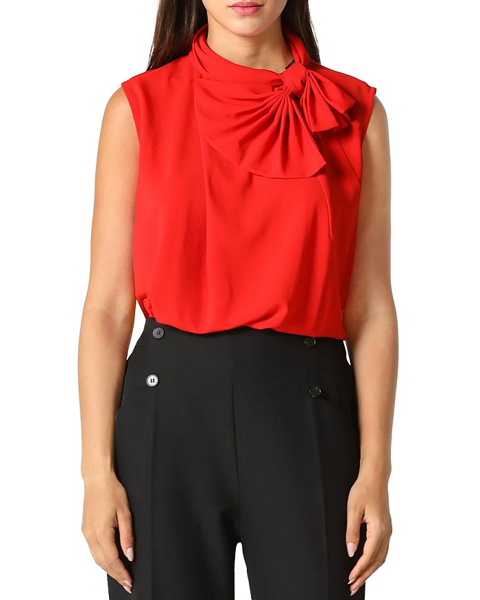 Go Slow Ruffle Strap Top Holiday Bow - Holiday bow