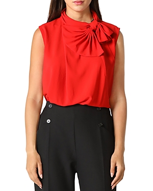 Gracia Satin Bow Top In Red