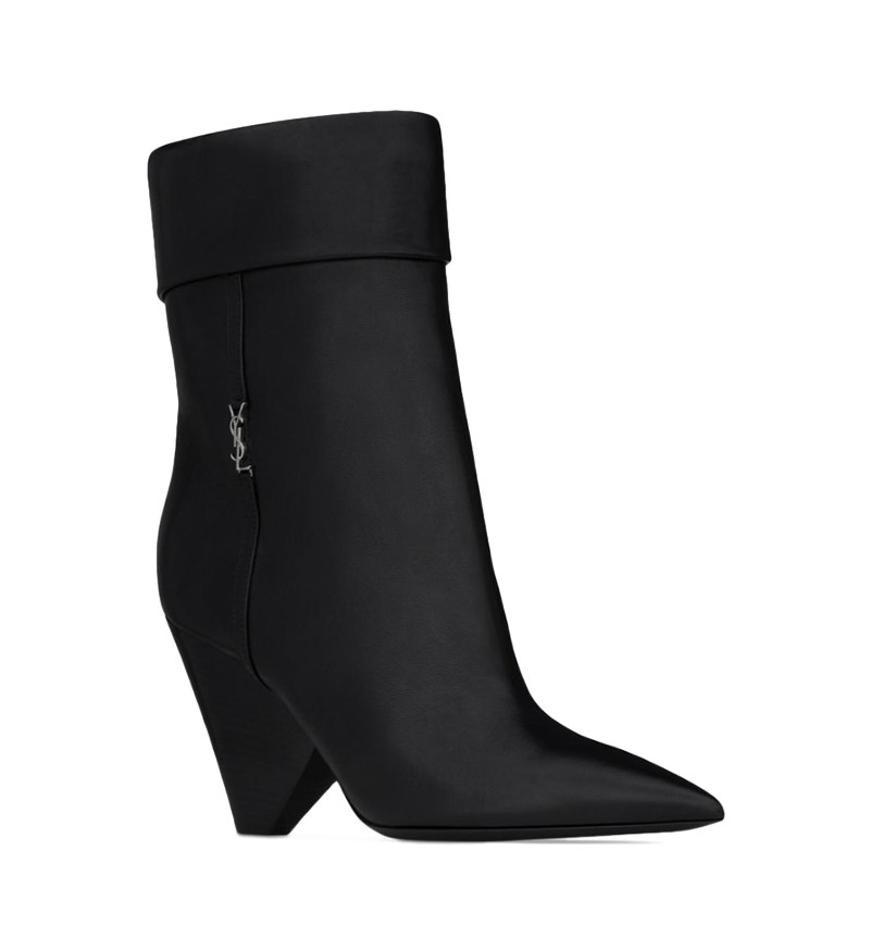 Saint Laurent Women's Niki Booties in Smooth Leather in Black