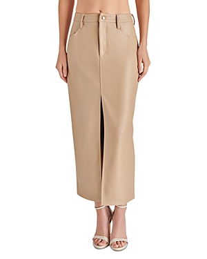 Shop Steve Madden Avani Faux Leather Maxi Skirt In Camel
