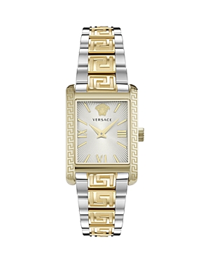 Shop Versace Tonneau Watch 23mm X 33mm In Silver/two-tone
