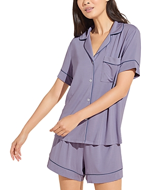 Shop Eberjey Gisele Relaxed Short Sleeve Top & Shorts In Delph/blue