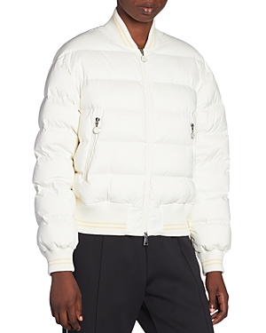 Shop Moncler Argo Quilted Bomber Coat In White