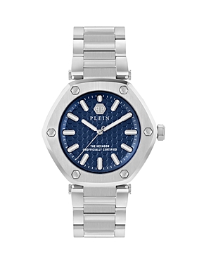 Shop Philipp Plein The Hexagon Watch, 38mm In Blue/silver