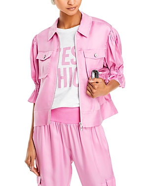 Cinq À Sept Holly Short-sleeve Sateen Jacket In Primrose