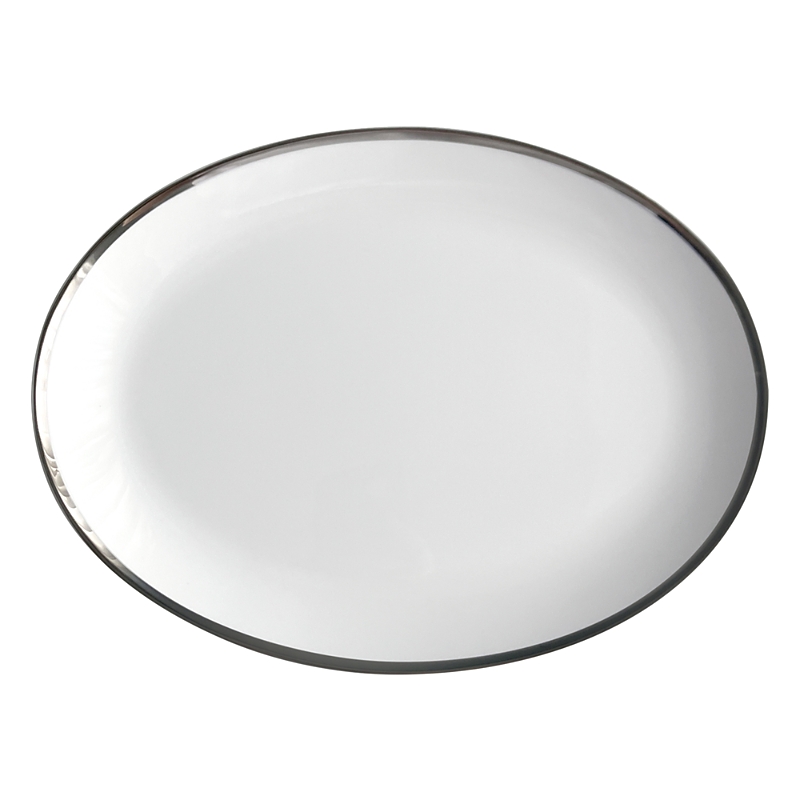 Twig New York Platinum Edge Oval Platter In Silver