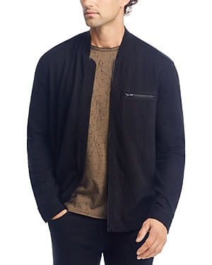 John Varvatos Webster Cotton Jacquard Full Zip Shirt Jacket In Black