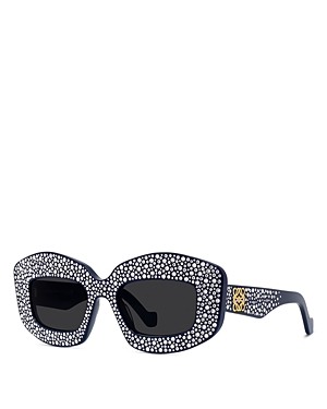 Shop Loewe Starry Night Anagram Rectangular Sunglasses, 49mm In Blue/gray Solid