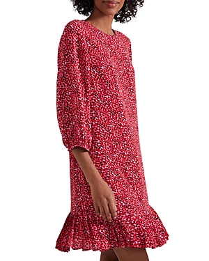 Hobbs London Liana Printed Ruffle Hem Dress In Red Multi