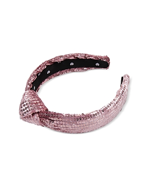 Lele Sadoughi Sequined Velvet Knotted Headband In Pink