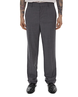 Shop Helmut Lang Striped Relaxed Fit Trousers In Gray Melange
