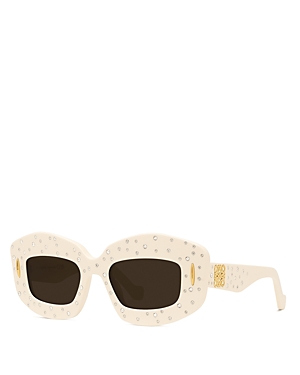 Shop Loewe Starry Night Anagram Rectangular Sunglasses, 49mm In Ivory/brown Solid