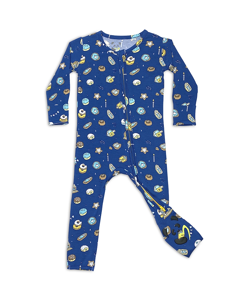 Bellabu Bear Unisex Hanukkah Cookies Print Convertible Footie - Baby, Little Kid In Med Blue