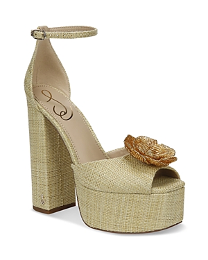 Shop Sam Edelman Women's Kori Flora High Heel Platform Sandals In Pistachio