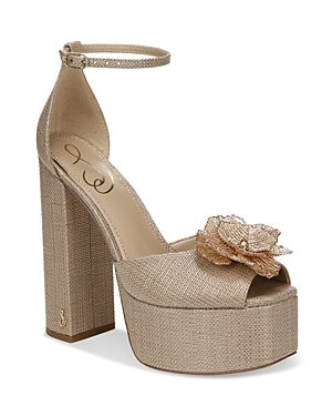 Shop Sam Edelman Women's Kori Flora High Heel Platform Sandals In Blush