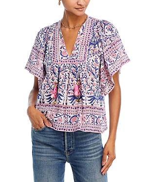 Bell Floral Pattern Angel Top In Pink
