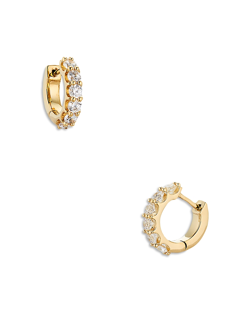 Nadri Huggie Hoop Earrings in 18K Gold Plated or Rhodium Plated