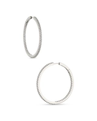 Pav&eacute; Inside Out Hoop Earrings in 18K Gold Plated or Rhodium Plated 