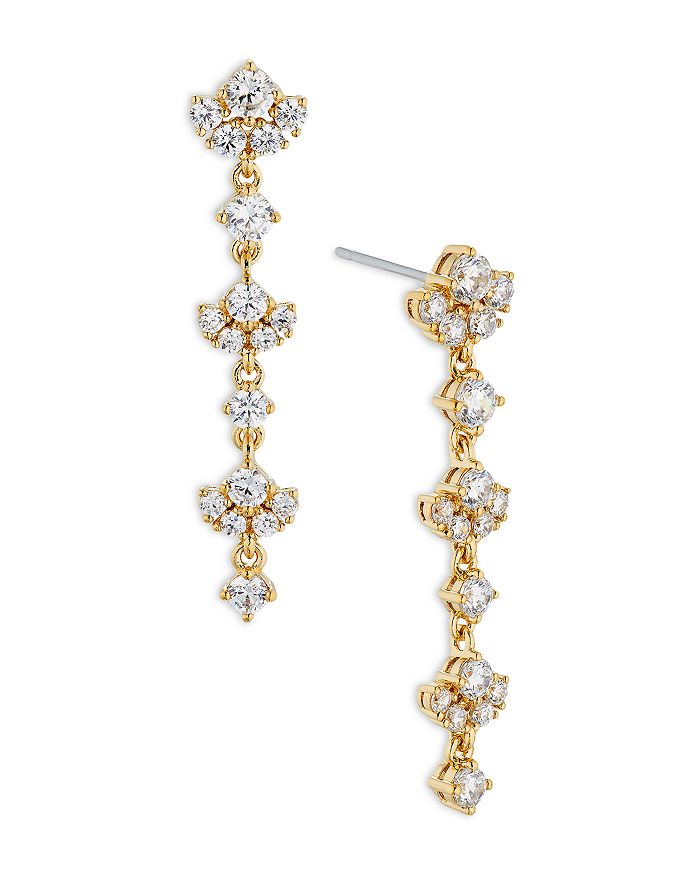 Nadri Linear Lace Drop Earrings in 18K Gold Plated or Rhodium Plated