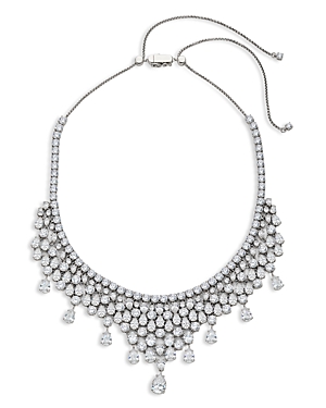 Shop Nadri Glam Collar Necklace In Rhodium Plated, 18 In Silver