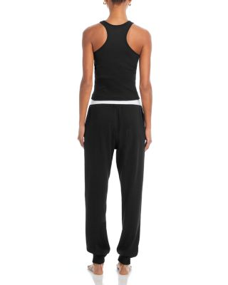 Ribbed Knit Racerback Tank Top & Waffle Jogger Pants