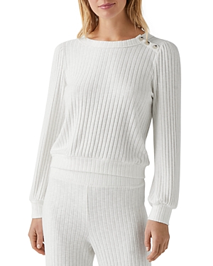 Michael Stars Emery Ribbed Knit Top In Chalk
