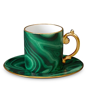 Shop L'objet Malachite Espresso Cup And Saucer In Green