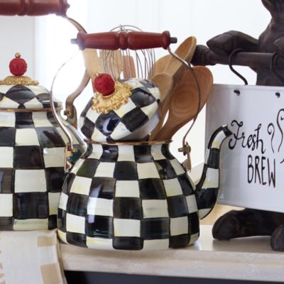 2-Qt. Courtly Check Enamel Tea Kettle
