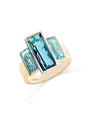 Bloomingdale's London & Swiss Blue Topaz Ring In 14k Yellow Gold In Blue/gold