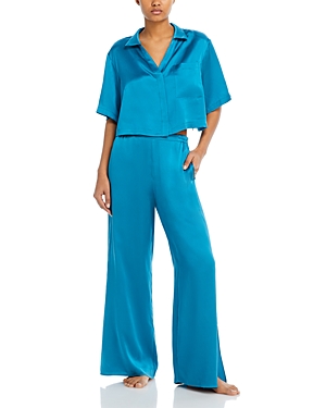 Shop Lunya Washable Silk Pajama Set In Slope Teal