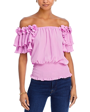Shop Ramy Brook Braelynn Ruffle Top In Pink Orchid