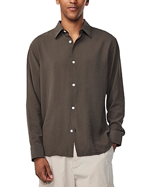 Shop Nn07 Freddy Button Front Long Sleeve Shirt In Capers