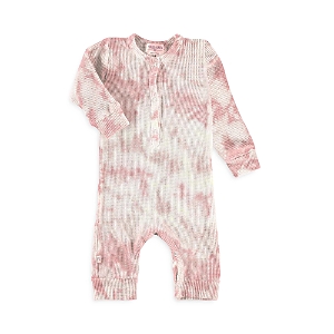 Shop Paigelauren Girls' Tie Dye Thermal Henley Coverall - Baby In Light Pink Tie Dye