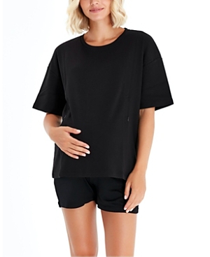 Shop Accouchée Anytime Anywhere Side Zip Maternity/nursing Tee In Black