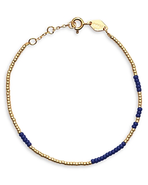 Anni Lu Asym Colour Beaded Flex Bracelet In 18k Gold Plated In Blue/gold