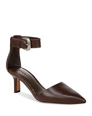 Shop Vince Women's Perri Leather D'orsay Ankle Strap Pumps In Cacao Brown Leather