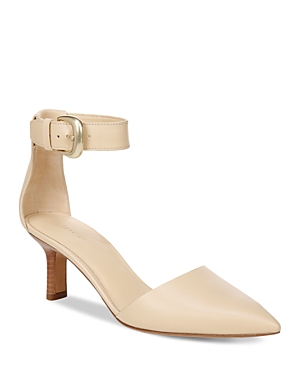 Shop Vince Women's Perri Leather D'orsay Ankle Strap Pumps In Macadamia Beige Leather