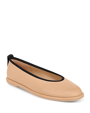 Vince Sofia Lambskin Ballerina Flats In Catalina Blush Beige Leather
