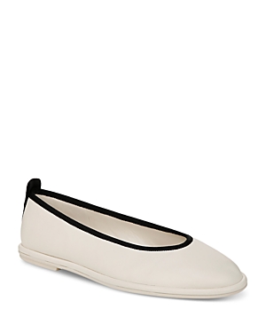 Shop Vince Women's Sofia Leather Ballet Flats In Milk White Leather
