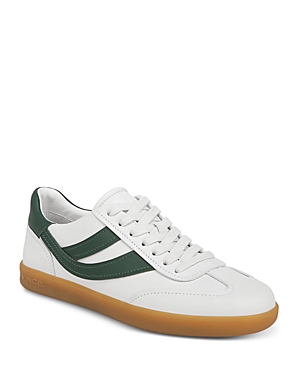 Shop Vince Women's Oasis Low Top Lace Up Sneakers In Chalk White/pine Green Leather