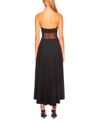 Mesh Trim High Low Strapless Dress