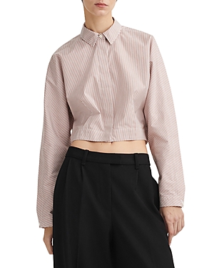 Rag & Bone Morgan Stripe Cropped Shirt In Brown Stripe