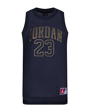 Shop Jordan 23 Mesh Jersey - Big Kid In Black/gold