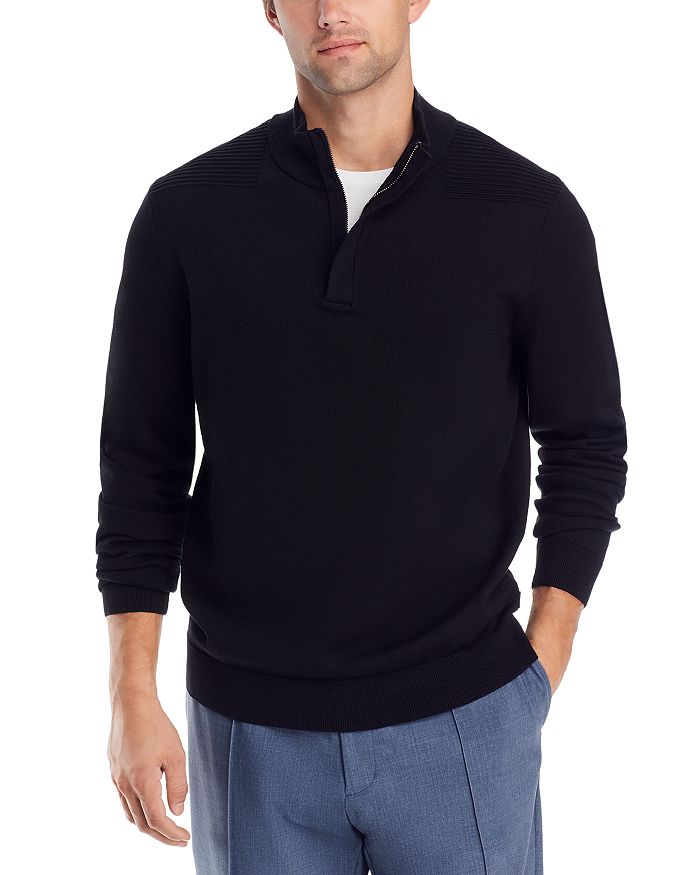 Hugo Boss Lorman Quarter Zip Sweater In Black