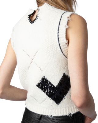 Karry Sleeveless Sequined Cardigan Sweater