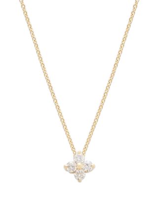 Bloomingdale's Fine Collection - Diamond Flower Pendant Necklace in 14K Yellow Gold, 0.25 ct. t.w.