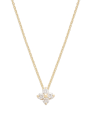 Bloomingdale's Diamond Flower Pendant Necklace In 14k Yellow Gold, 0.25 Ct. T.w.
