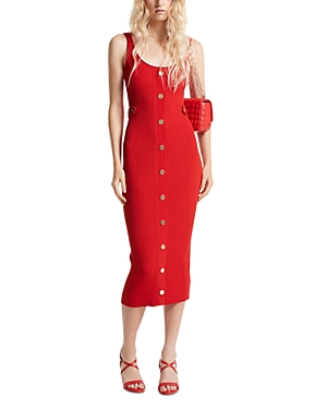 Shop Michael Kors Scoop Neck Midi Dress In Lacquer Red