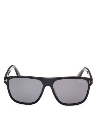Black Polarized Square Sunglasses, 58mm